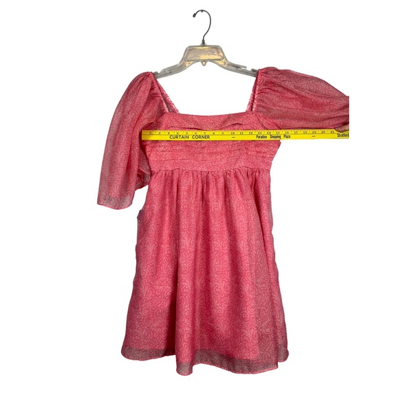ABERCROMBIE & FITCH Emerson Angel Sleeve Mini Babydoll Dress Pink Floral, Medium - Picture 5 of 12